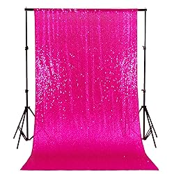 AMZLOKAE Hot Pink Sequin Backdrop Curtain 4FTx7FT