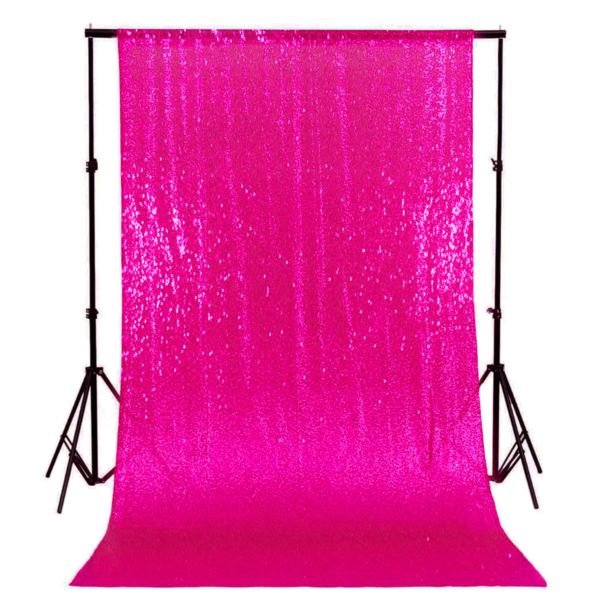 AMZLOKAE Hot Pink Sequin Backdrop Curtain 4FTx7FT