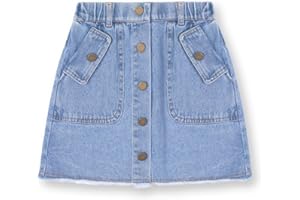 WELAKEN Jean Skirt for Girls Toddler & Kids II Girl's Elastic Waist A Line Mini Denim Skirts