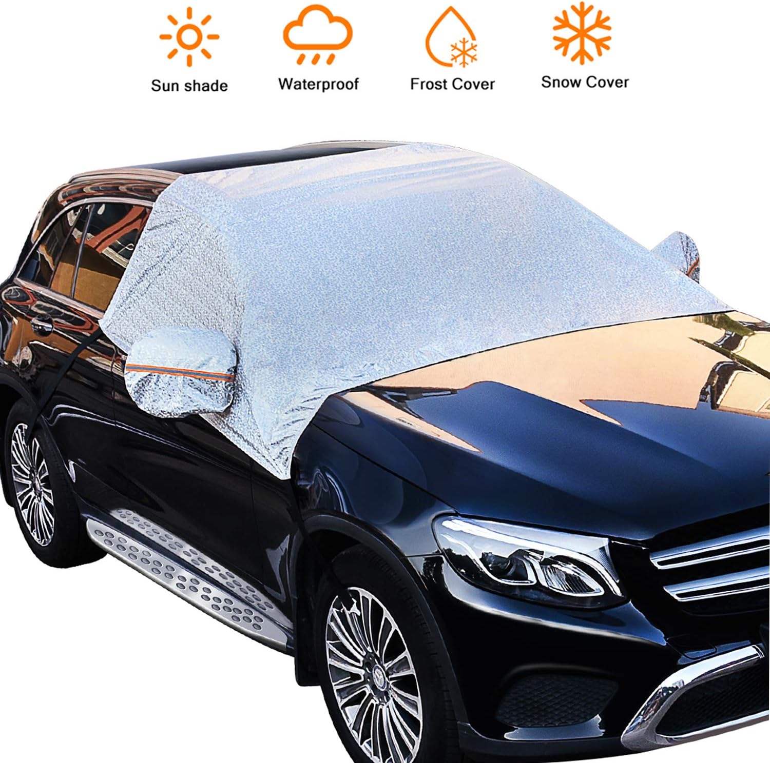 ZHSX Windshield Snow Cover, Universal Car Ice Cover with 2 Separate Rear Mirror Cover Protect Car Windshield Sun Shade Snow Ice and Fros