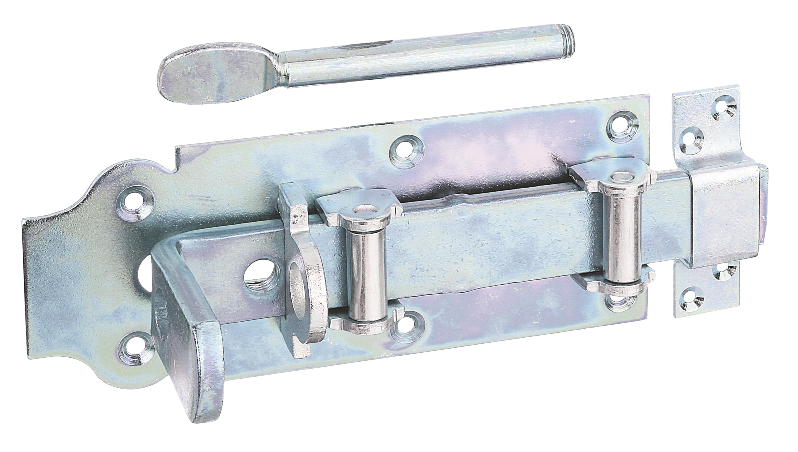 Gah-Alberts 118815 Straight Stable Door Bolt with Fixed Slot and 200 x 80 mm Plate Galvanised Yellow