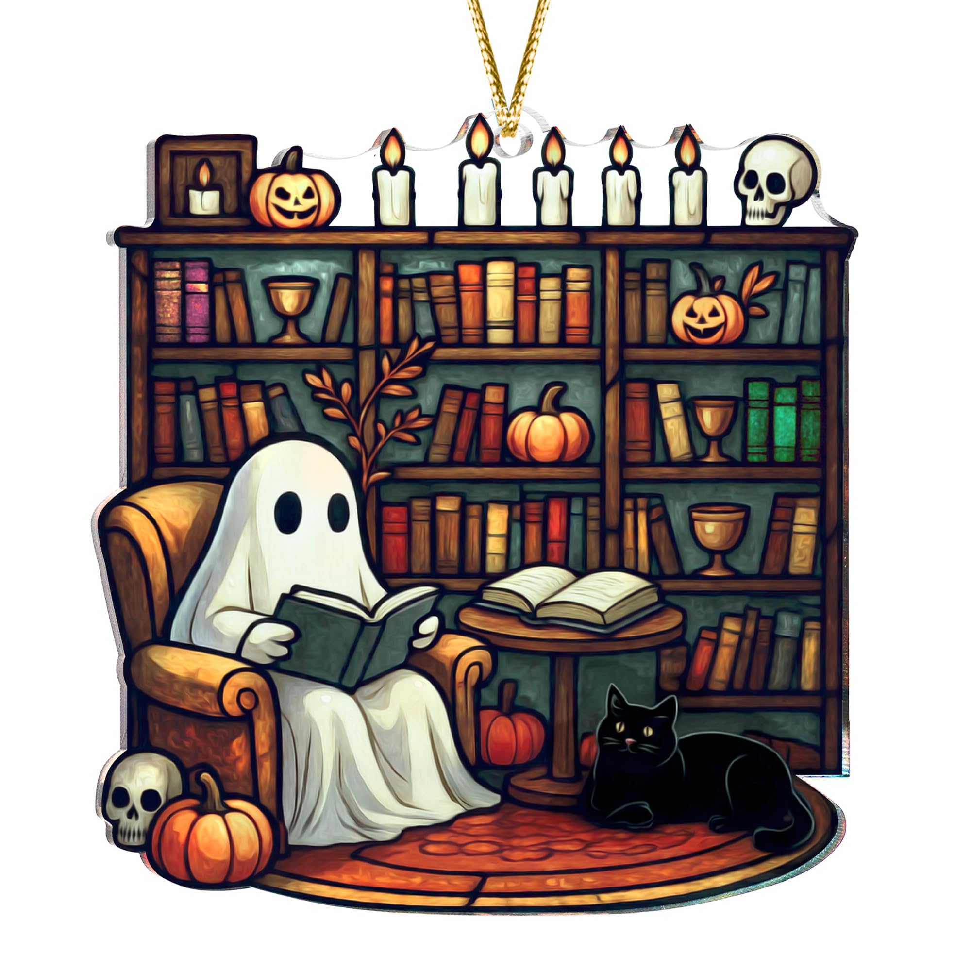 Halloween Faux Stained Glass Ghost Ornaments