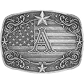 Absbolo Western Belt Buckle Men Initial Letter ABCDJRM to Z Silver Cowboy Belt Buckles for Women