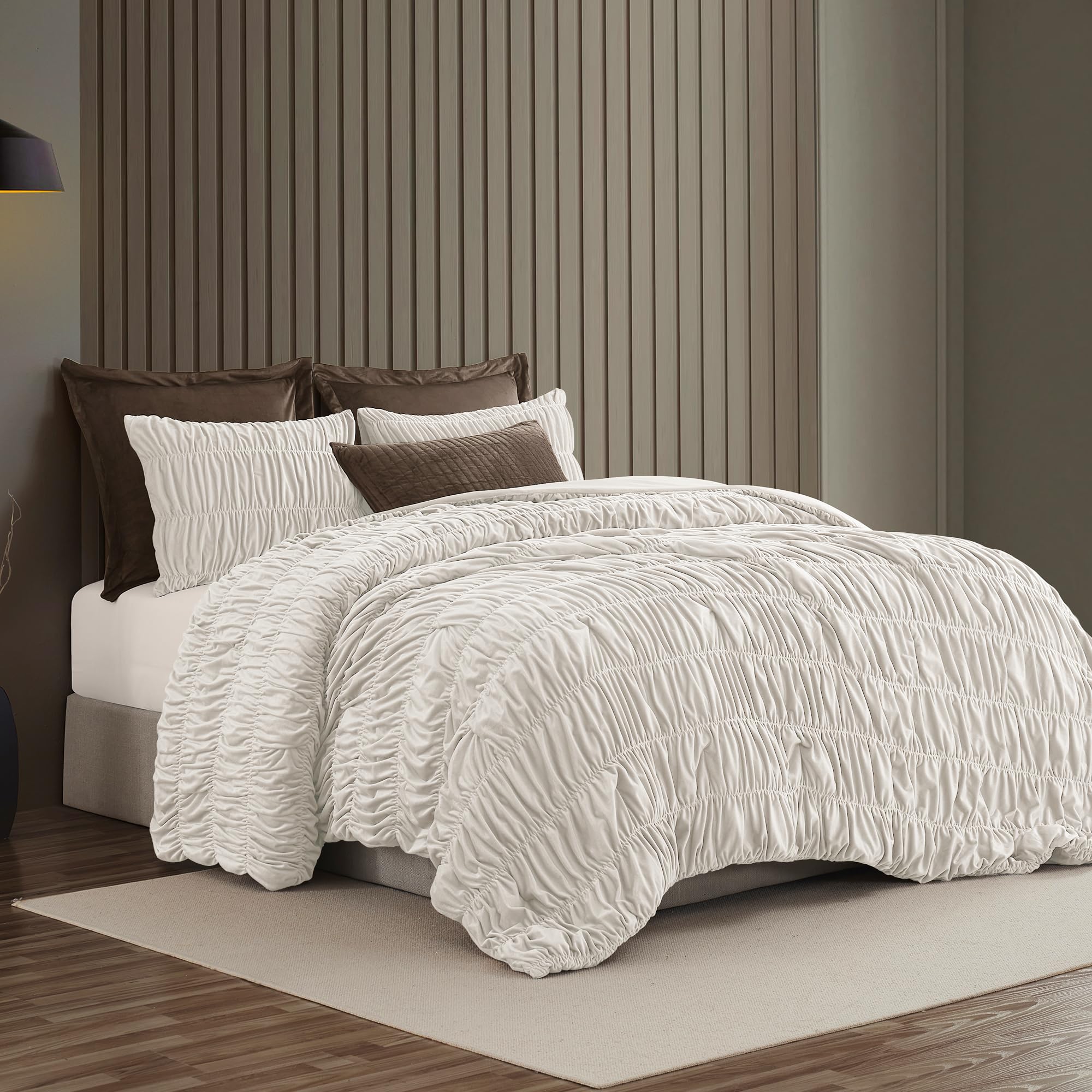 Wonderful Luxury Ruched Velvet King Size Comforter Set, Handcrafted ...