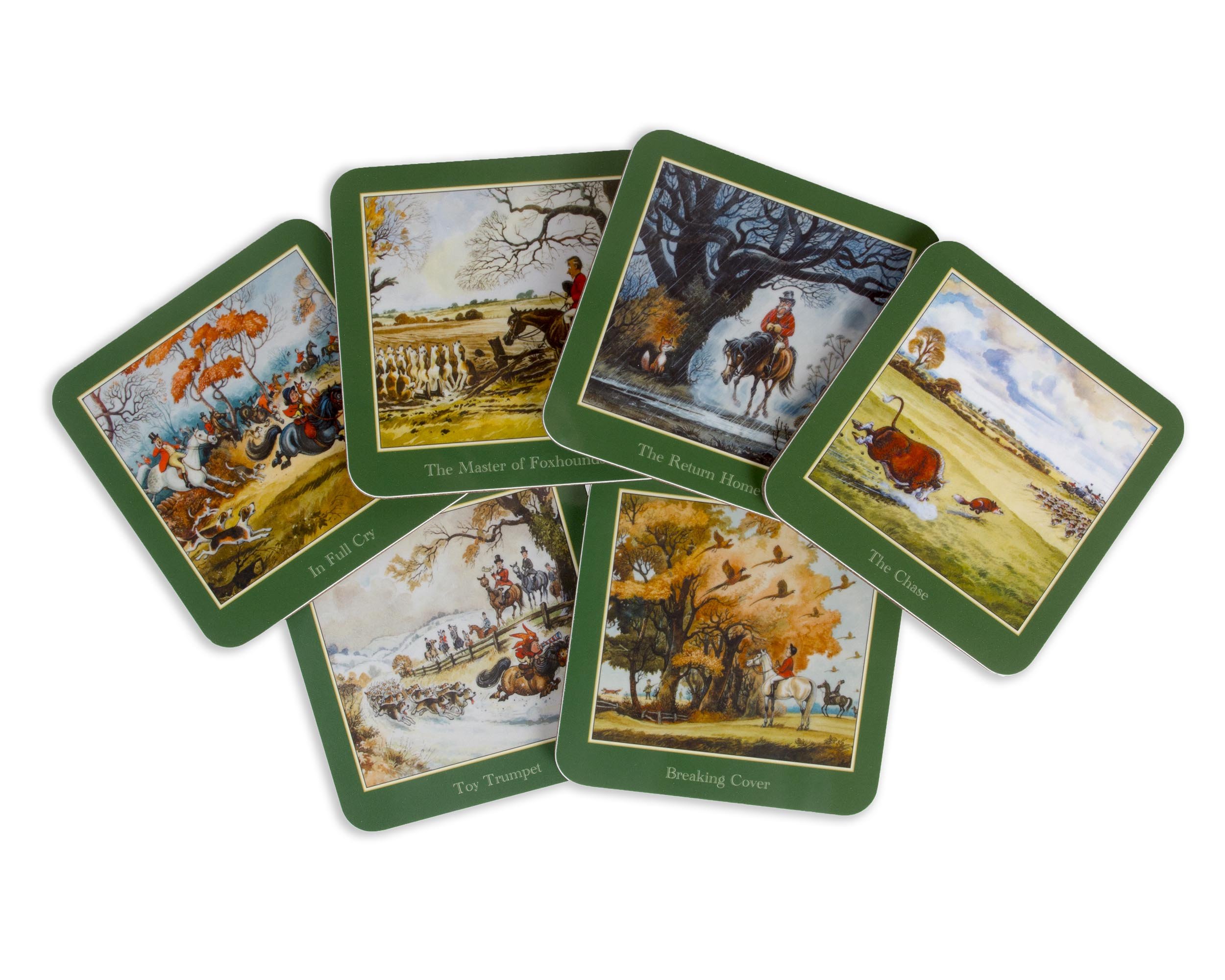 6 Thelwell Hunting Coasters. From his iconic sporting prints. British made
