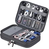 Electronic Cable Organizer Bag - Portable Travel Double Layers Electronic Digital Accessories Storage Pouch Bags for SD Card Case, USB Flash Drive,Charging Cords, USB Charger, Mini Tablet