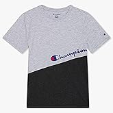 Champion Boys T-Shirt with All Over Logo Print Crew Neck Short Sleeve Tee Shirts for Kids