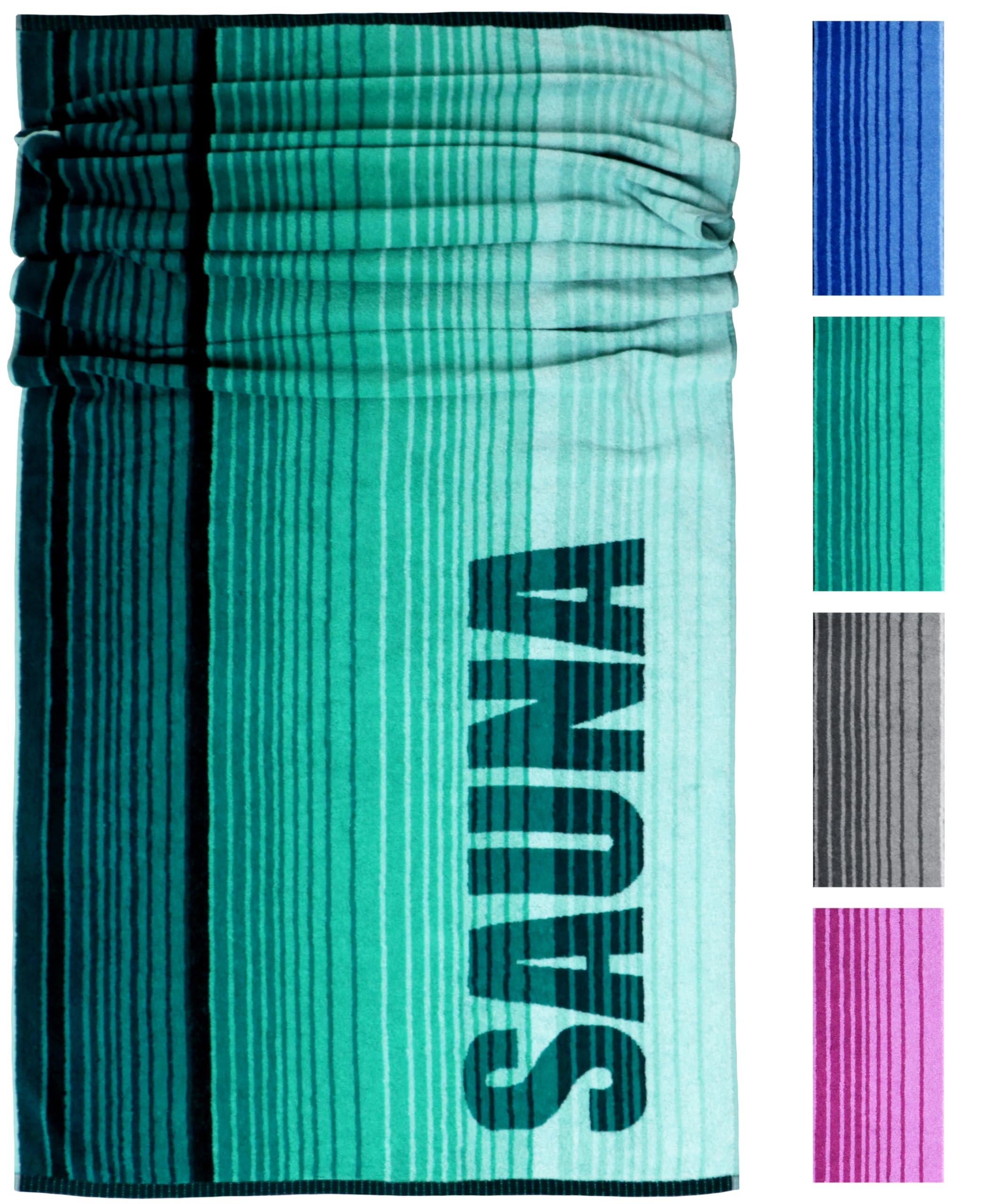 Lashuma Sauna Towels Striped XXL Oslo 85 x 200 cm Sauna Towel Sauna Towel Bath Towel, 100% Cotton, Turquoise - Green