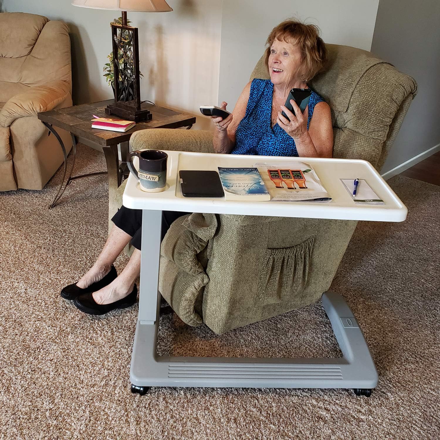 Carex Overbed Table and Hospital Bed Table - Table With Wheels - Over The Bed Table For Home Use and Hospital: Health & Personal Care