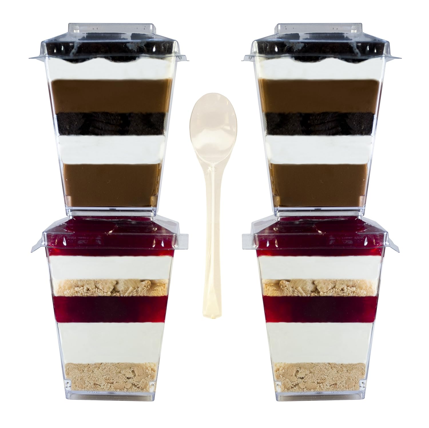 Sr. Foodie 30 unidades vasos de postre con tapas y cucharas - 5 oz ...