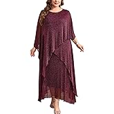 TIARALY 1X-5X Plus Size Formal Dress Long Cape Overlay Dresses Wedding Guest Evening Mother of Bride Groom Outfit