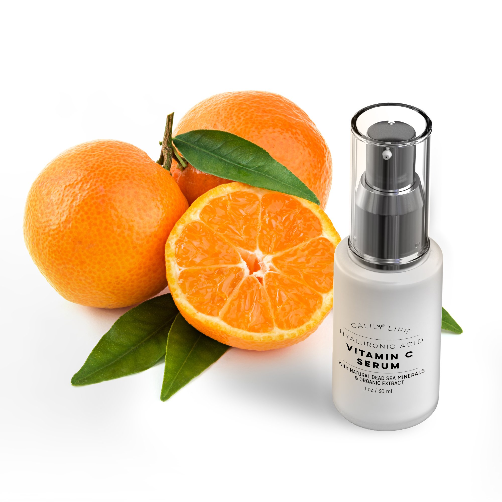 Calily Life Hyaluronic Acid Vitamin C Serum with Dead Sea Minerals, 1 Oz. – Contains Vitamins A, C, E, B5 and More - Restores Youthful Glow - Hydrates, Enrichens, Strengthens and Nourishes [ENHANCED]