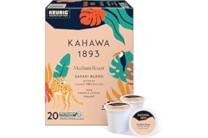 Kahawa 1893 Coffee, Medium Roast K-Cup Pods for Keurig Brewers - Safari Blend 20 Count (1 Box of 20 K-Cup Pods)