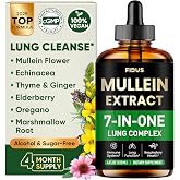 Mullein Drops for Lungs, Lung Detox for Smokers,Alcohol Free - 120 Servings | Mullein Leaf Extract with Echinacea,Elderberry,Marshmallow Root for Respiratory,Immune &amp; Lymphatic Drainage - Sugar Free