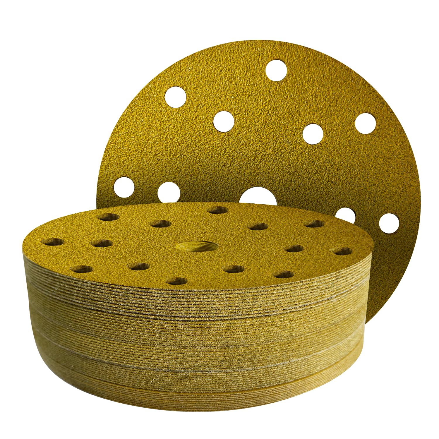 GZKTY 50Pcs 150mm Sanding Discs - Professional Grit 40 Sanding Discs - 15 Hole for Random Orbital Sander - Aluminium Oxide Abrasive Car Dry Sanding Sand