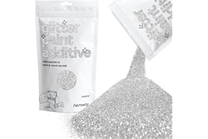 Hemway Glitter Paint Additive Glitter Crystals for Acrylic Paint, Interior & Exterior Walls, Wood, Varnish, Furniture, Matte, Gloss, Satin, Silk - 100g / 3.5oz - Silver