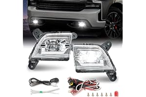 BIGACOVER Bumper LED Fog Lights Drive Fog Lamps Compatible with 2019 2020 2021 2022 Chevrolet Silverado 1500 & 2020-up Silverado 2500 3500,One Pair (Chrome & Clear Lens)