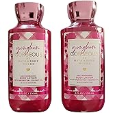 Bath & Body Works Gingham Gorgeous Body Lotion, Lightweight Daily Moisturizer with Shea Butter & Coconut Oil – Pink Strawberries, Peony Blooms, and Peach Nectar Scent, 8 fl oz - 2 Pack