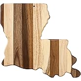 Totally Bamboo Rock & Branch Shiplap Series Louisiana State Shaped Wood Cutting Board and Charcuterie Serving Platter, Includes Hang Tie for Wall Display