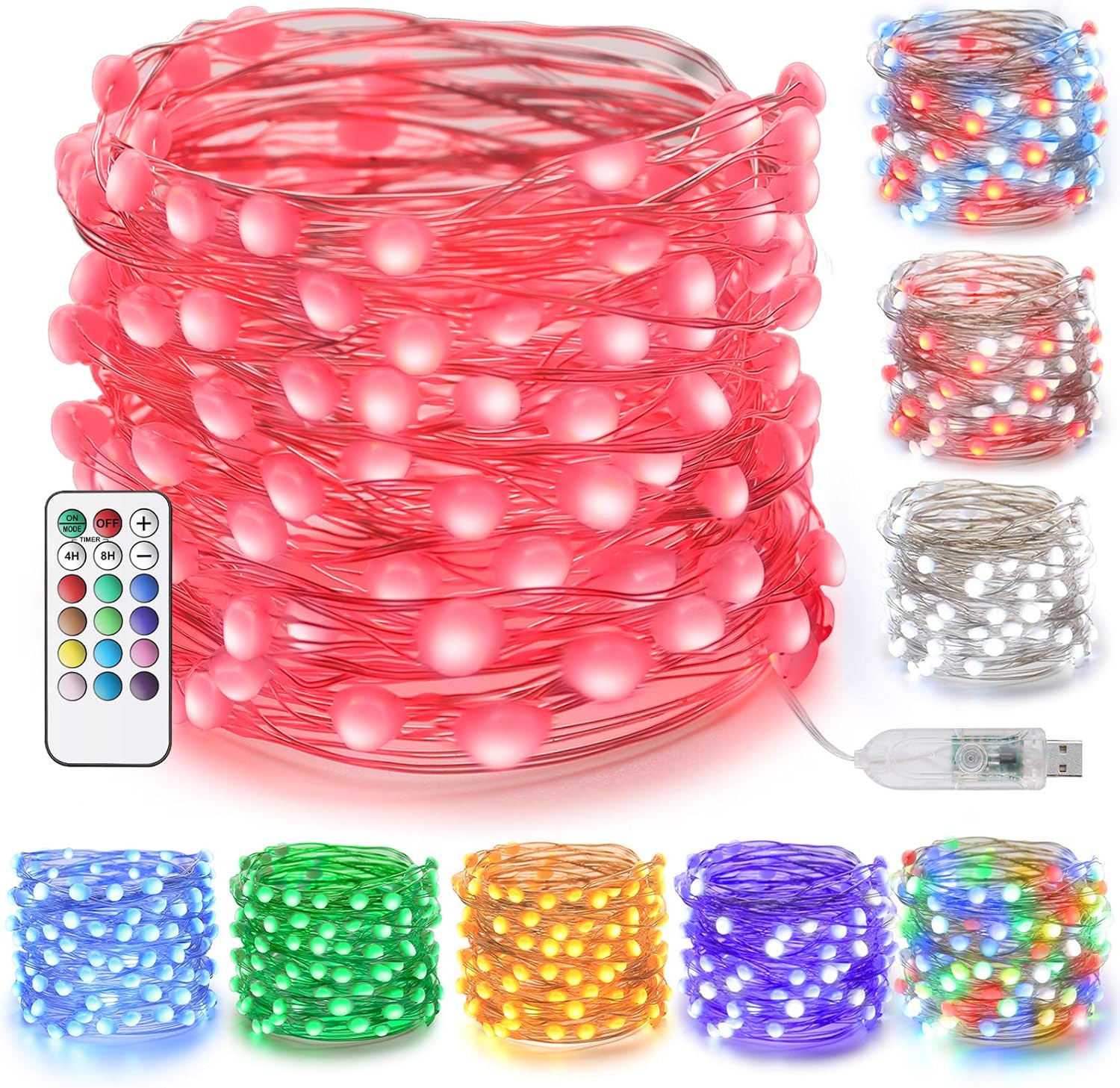 BrizLabs USB Christmas Lights, 33Ft 100 LED Upgraded Larger