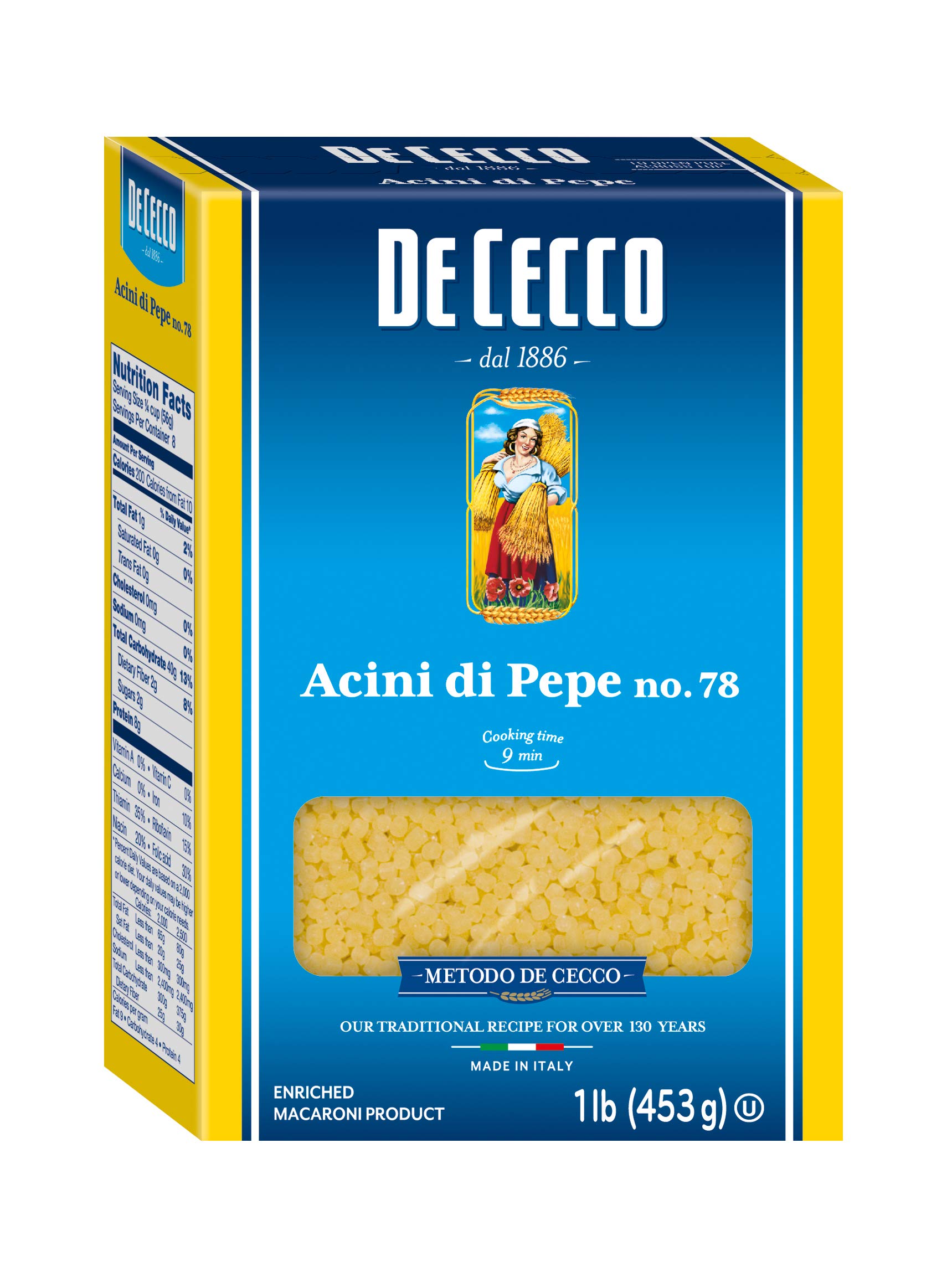 De Cecco Semolina Pasta, Acini Di Pepe No.78, 1 Pound 16 Ounce (Pack of