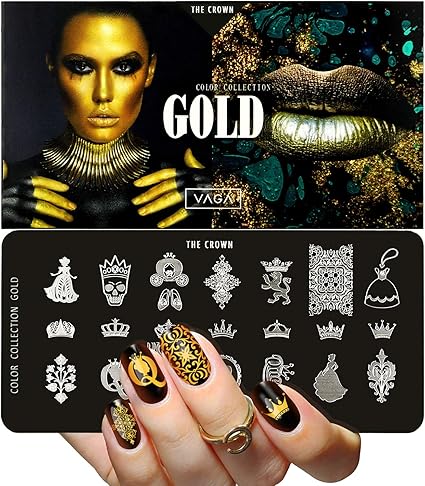 vaga the crown placa para decoracion de unas con 21 disenos plantilla para nail art stamping herramienta perfecta para estampar y hacer manicure