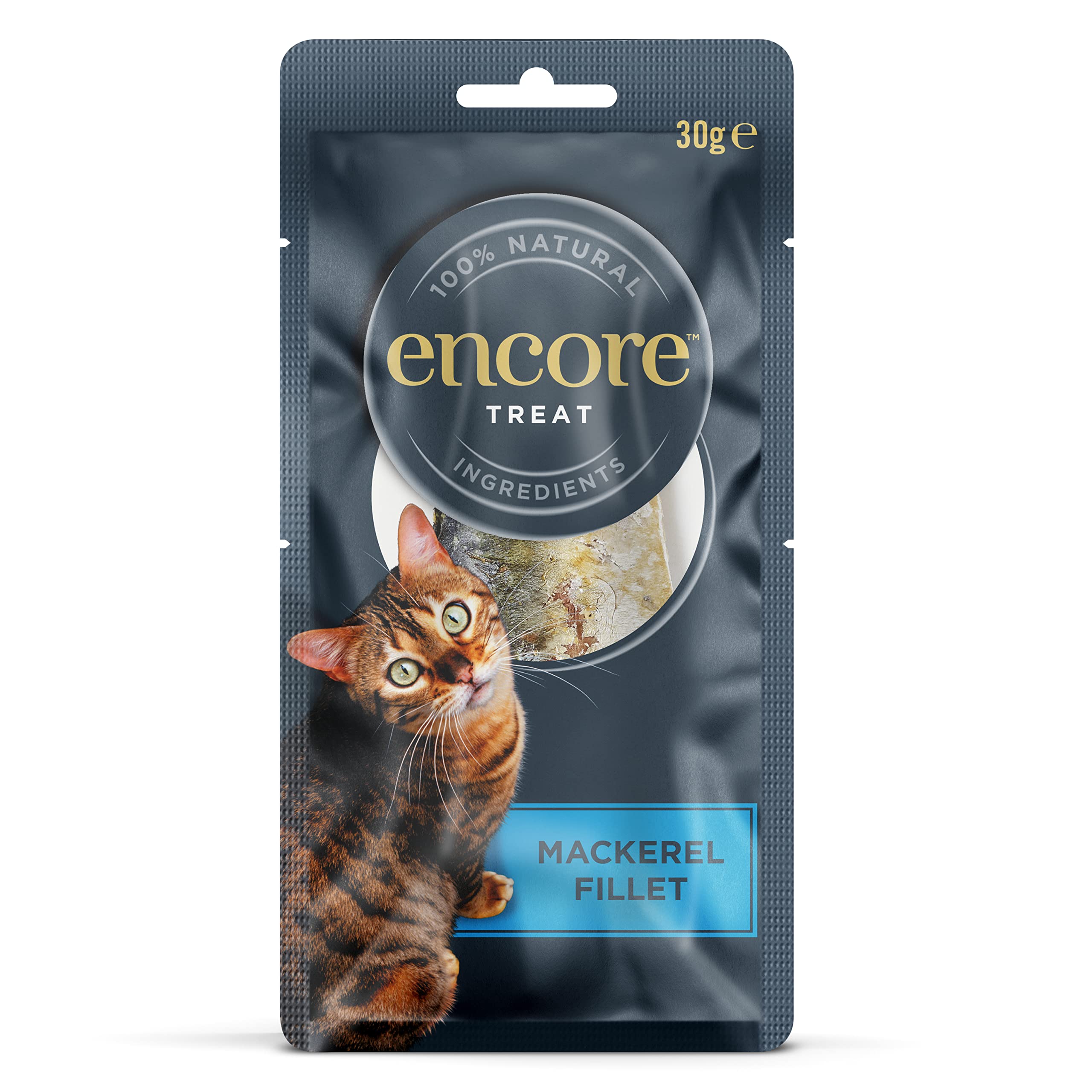 Encore 100 Percent Natural Cat Treats, Whole Mackerel Loin Cat Snack, 30g (Pack of 12)