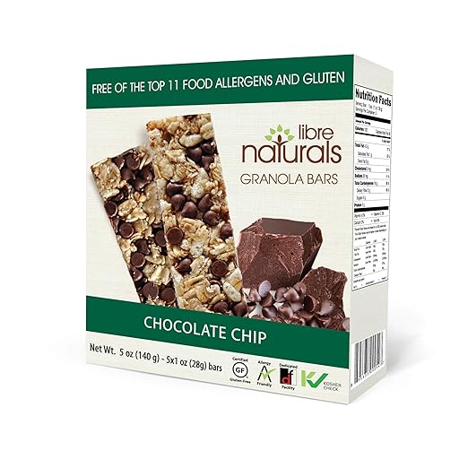 Libre Naturals Chocolate Chip Vegan Granola Bar (Nut Free, Gluten Free) (30 Bars)
