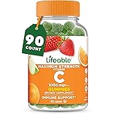 Lifeable Vitamin C - Great Tasting Natural Flavor Gummy Supplement - Vegetarian GMO-Free Chewable Vitamins - for Immune Support - 90 Gummies (1050 mg)