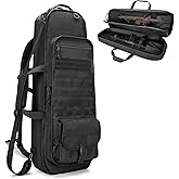 GOBUROS Tactical Rifle Bag Backpack Fits 32” Rifles, Soft Rifle Case with 3 Magazine Holders, Padded Shoulder Straps, Lockable Zipper and Molle System for Hunting and Shooting
