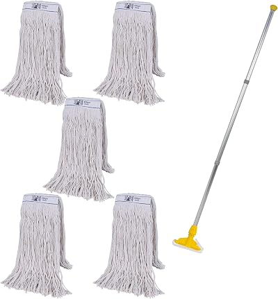 Abbey Heavy Duty Kentucky Mop 5 Heads 450g Aluminium Handle Colour Coded