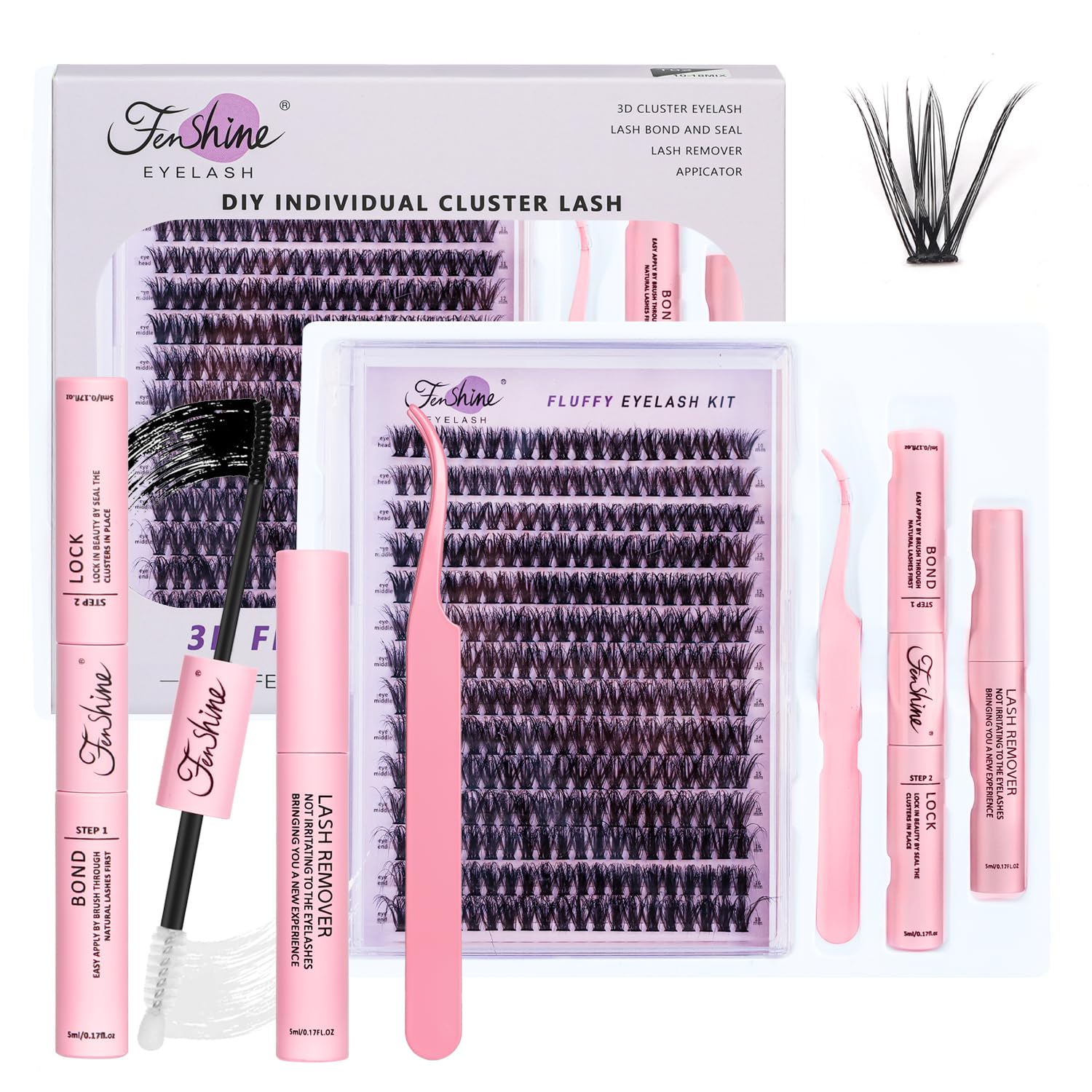 Fenshine Cluster Lashes Individual Lashes Wide Stem C/D Curl 9-15mm Length DIY Eyelash Extension Individual Soft False Lashes for Personal Use at Home (Clearance Items, 30D) — image 1