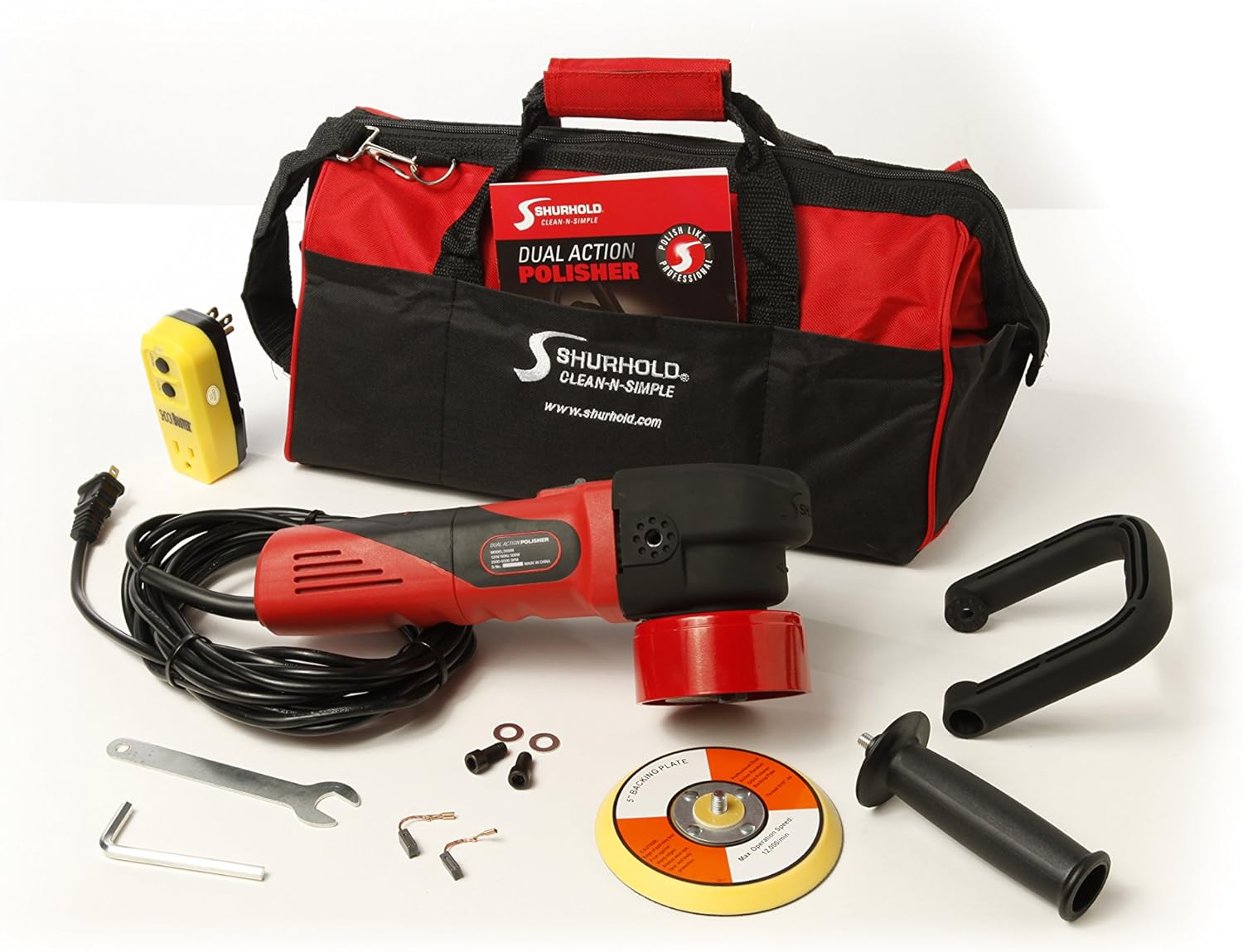 Shurhold Dual Action Random Orbital Car Boat Buffer Polisher Starter Kit with 16oz Pro Polish Wax & Sealant, 6.5” Foam Pad, Microfiber Towel, and Carrying Bag: Automotive