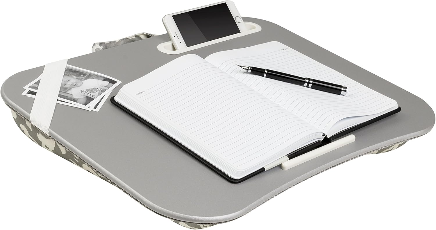 LapGear Lap Desk Designer XL 17 Silver/Gray Damask, LapDesk Surface