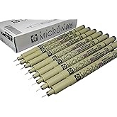 Sakura Pigma Micron pen 005 Black ink marker felt tip pen, Archival pigment ink, fine point for artist drawing pens - 8 pen set