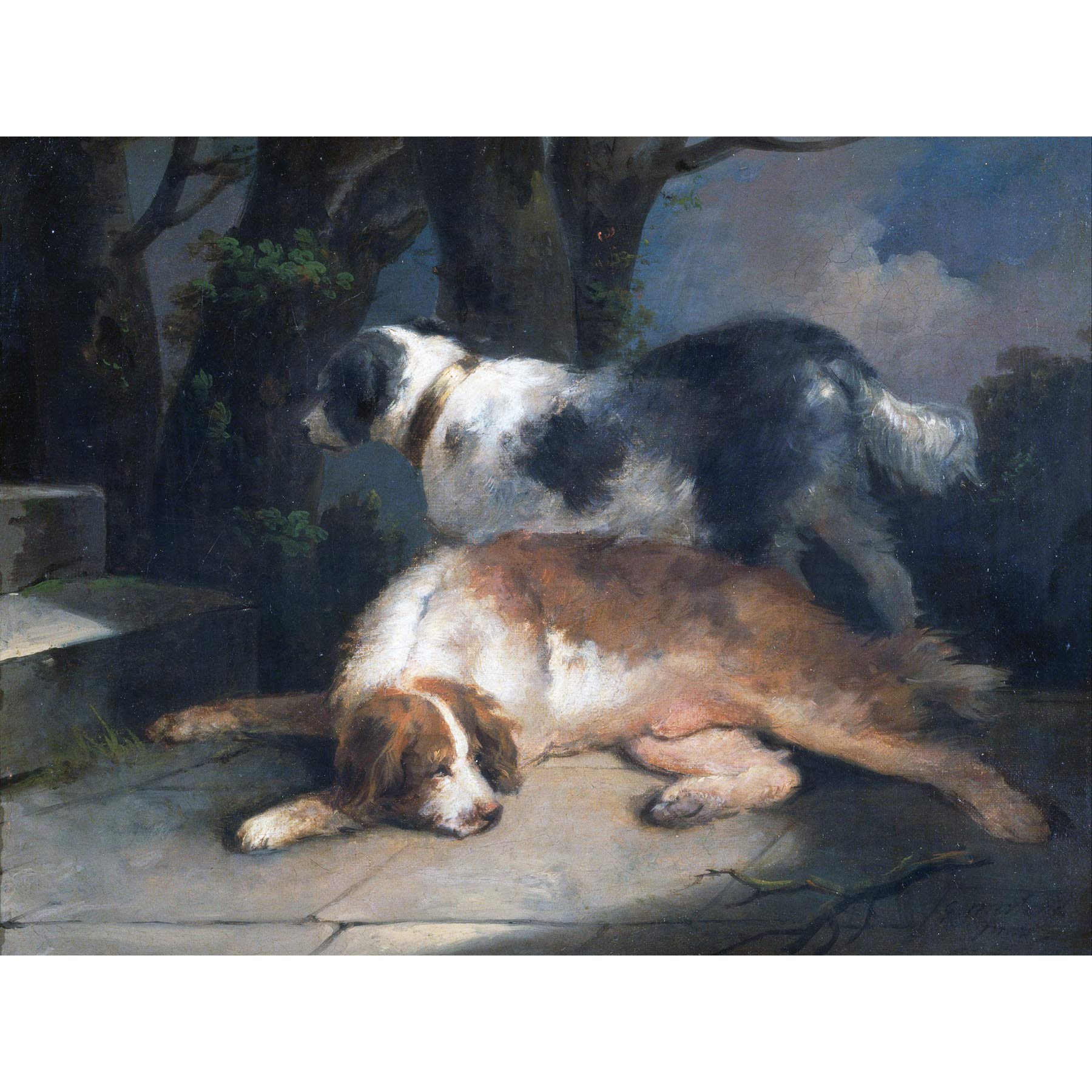 Morland Setters Dogs Animals Painting Extra Large Wall Art Print Premium Canvas Mural