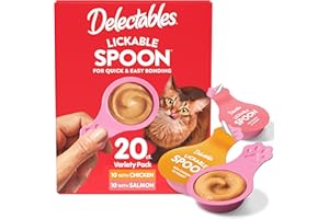 Hartz Delectables Lickable Spoon Handheld Wet Cat Treats Made with Real Chicken & Salmon, Quick & Easy Creamy Puree, Mess Free, Grain-Free, No Added Fillers, No by-Products, Variety Pack, 20ct