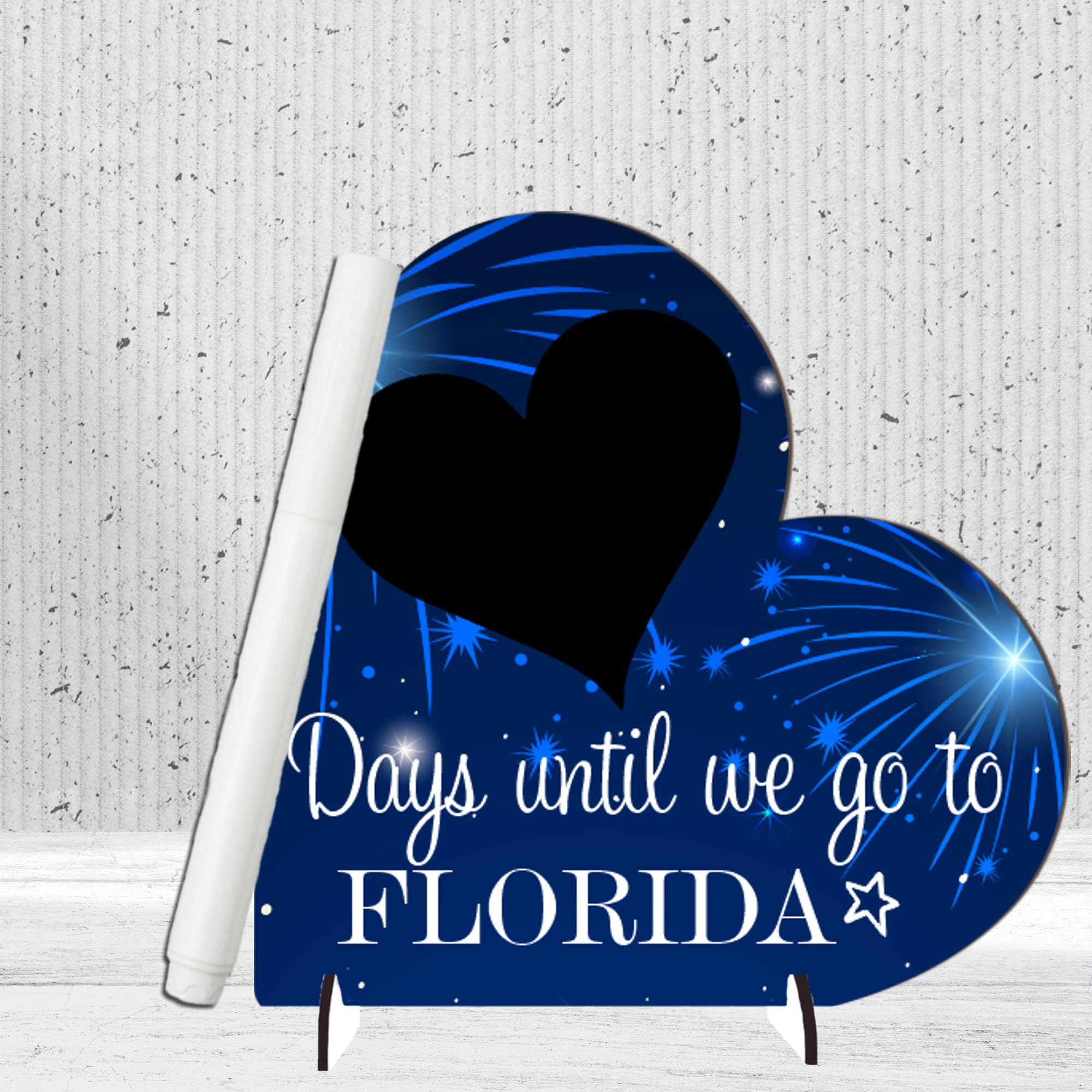Days Until Florida: Girls Children's Gift, Holiday Countdown Chalkboard Plaque - Modern Rustic Design, Family Vacation Countdown (Medium 13.5cm x 13.3cm, with Pen)