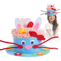 Kit De Gorro De Pascua Para Niños – Haz Tu Propio Sombrero Con 78 Piezas Decorativas | Manualidades De Pascua Con Huevos, Patas De Conejo Y Flechas | Regalo Para Desfile Escolar