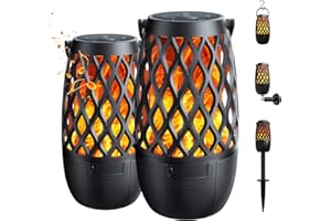KUCCHERO Outdoor Bluetooth Speaker with Light, Decor, Tech Gadget Cool Stuff, Sync up to 100 Wireless Portable Speaker with Wall Mount/Stake/Hook, Waterproof for Patio/Yard/Party/Camping, 2 Pack