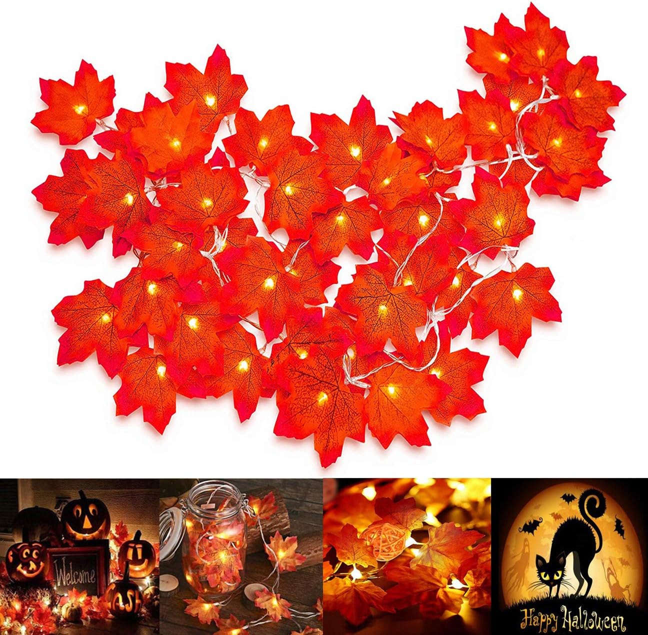 Maple Leaf Lights, Xndryan 4M 40 LED Maple Leaves Fairy Lights