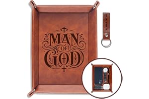 INNObeta Christian Gifts for Man, Man of God, Desktop Storage Organizer PU Leather Bedside Tray Key Coin Holder for Christian, Perfect for Birthday, Christmas