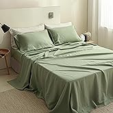 Simple&Opulence 100% Linen Sheets Twin Size Set, 3 Pcs Natural French Linen Bed Sheets, Breathable Soft Durable Bedding Set for All Season (Sage Green, Twin)