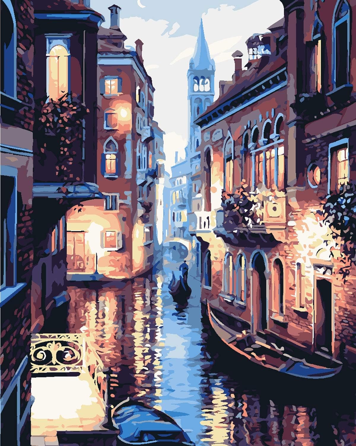 DIY Paint by Numbers for Adults/Teens, Paint by Number Kit Decompression Games Toys, Personalized Landscape Oil Paint Number Painting Home Decor (Waterside Town)