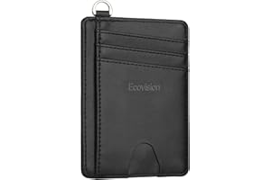 EcoVision Slim Minimalist Front Pocket Wallet, RFID Blocking Credit Card Holder Wallet with Detachable D-Shackle for Men Wome
