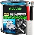 GEARit 14 Gauge Marine Wire, 14/2 AWG (200ft) Marine Grade Tinned Copper Oxygen Free, Duplex 2-Conductor Insulated Red & Black Electrical Cable for Boat, Automotive, RV, Camper, Trailer