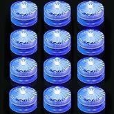 Blue Submersible Led Lights, Waterproof Tea Lights Mini Led Light 100H Battery Operated Underwater Lights for Vase Lantern Table Centerpieces Wedding Party Halloween Christmas Decor (12 Pack)
