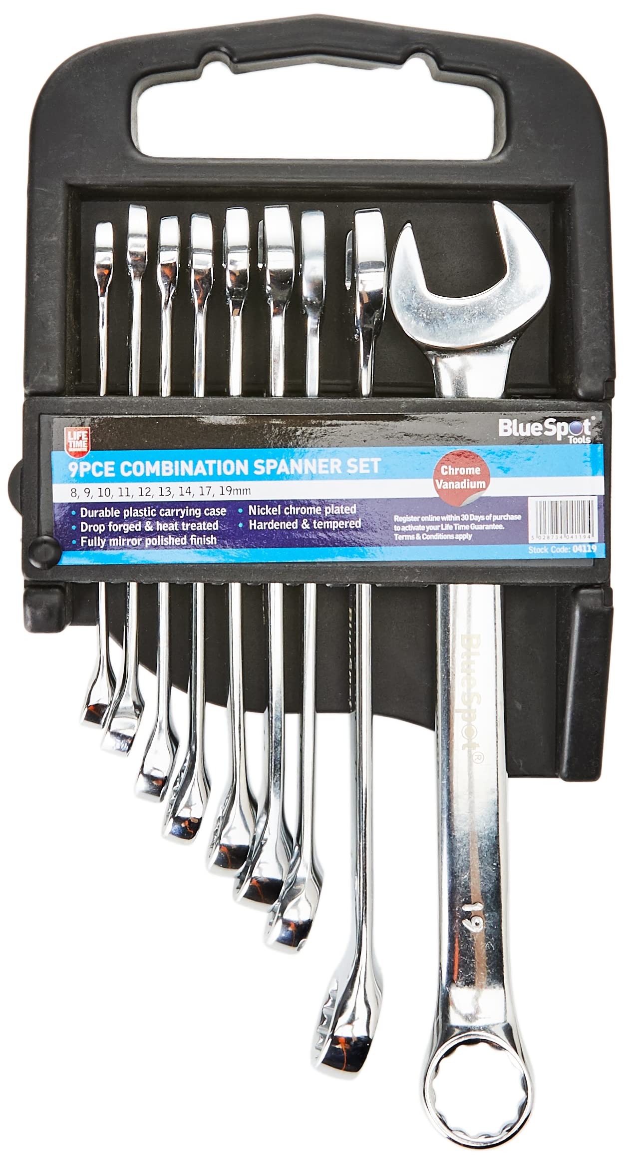 Blue Spot 04119 Metric Combination Spanner Set (9 Pieces)