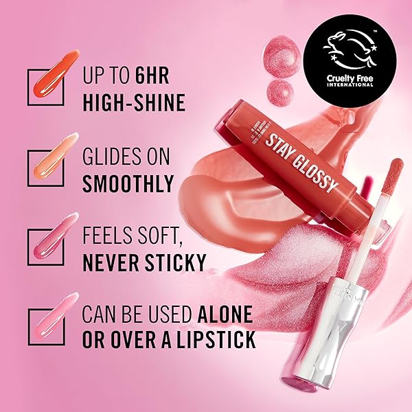 RIMMEL STAY GLOSSY LIP GLOSS – NON-STICKY AND LIGHTWEIGHT FORMULA FOR LIP COLOR AND SHINE – 143 SUNDAE BEST, .18OZ