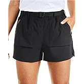 CRZ YOGA Women's Waterproof Stretch Hiking Shorts Mid Rise Summer for Outdoor Golf Workout with Zip Pockets Belt - 3''